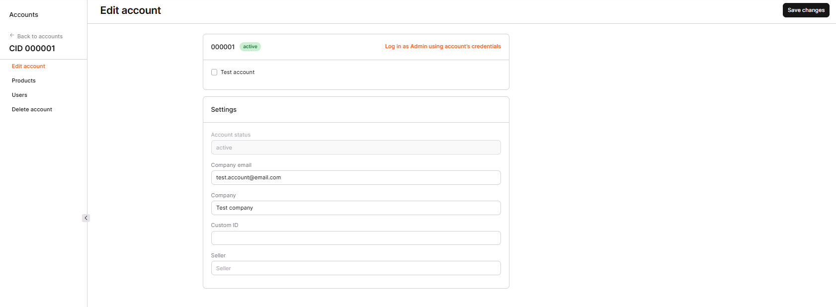 Edit customer tab