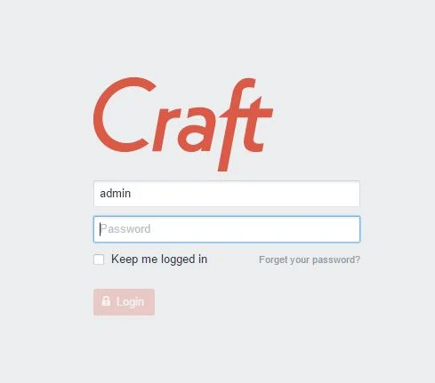 Craft admin panel login