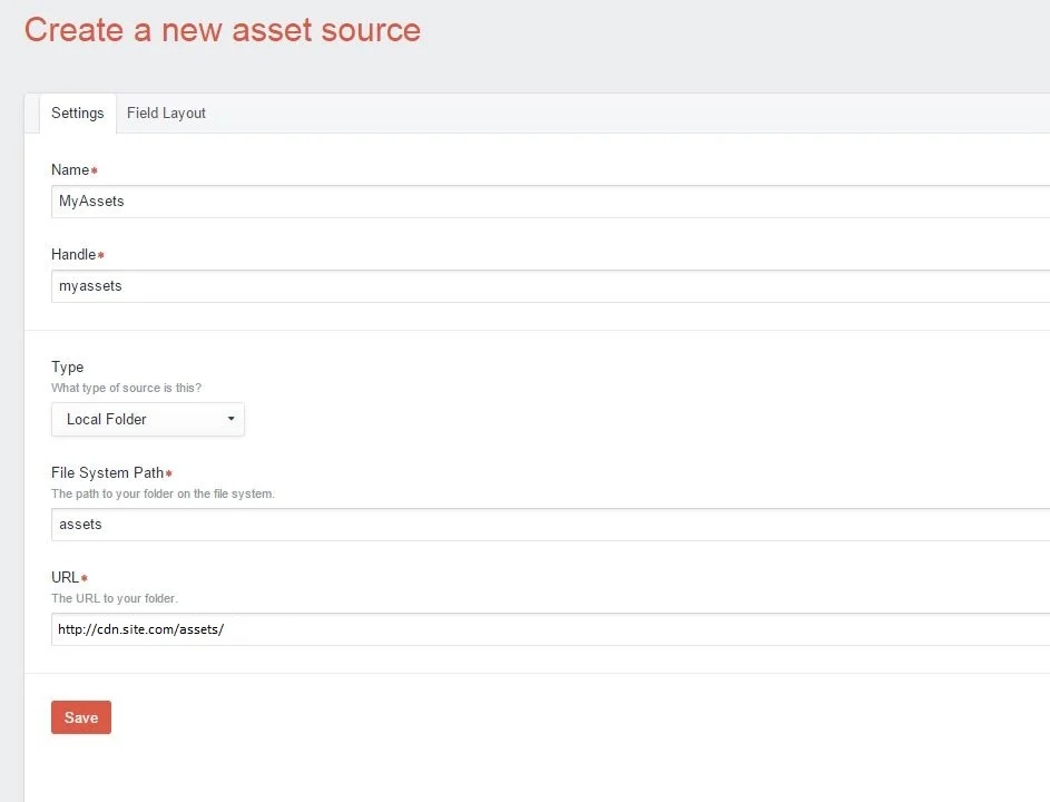 Create a new assets source