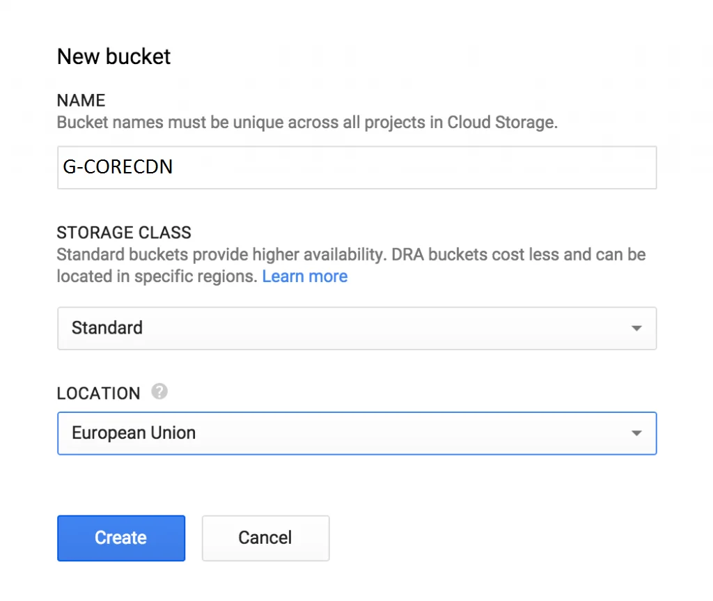 Create a Google Cloud Storage (GCS) bucket.