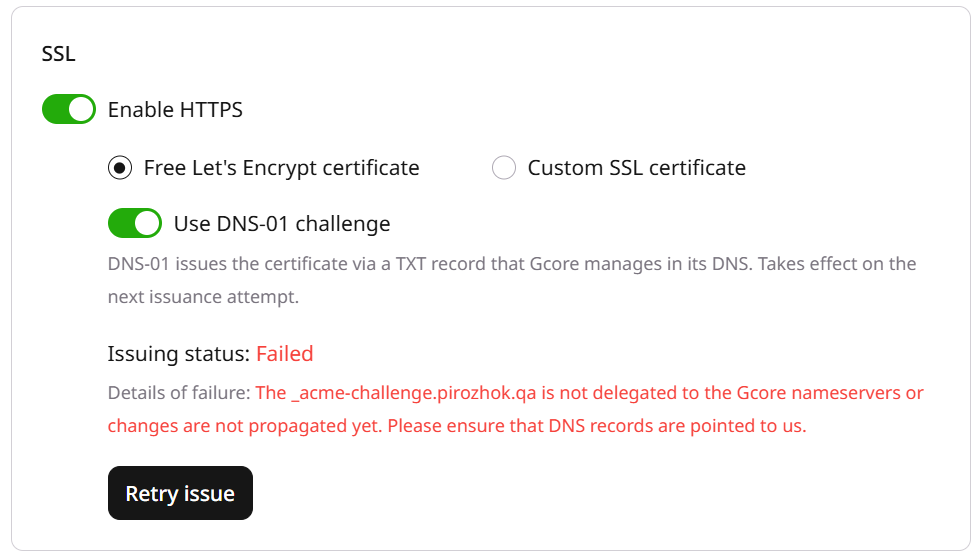 Failed status