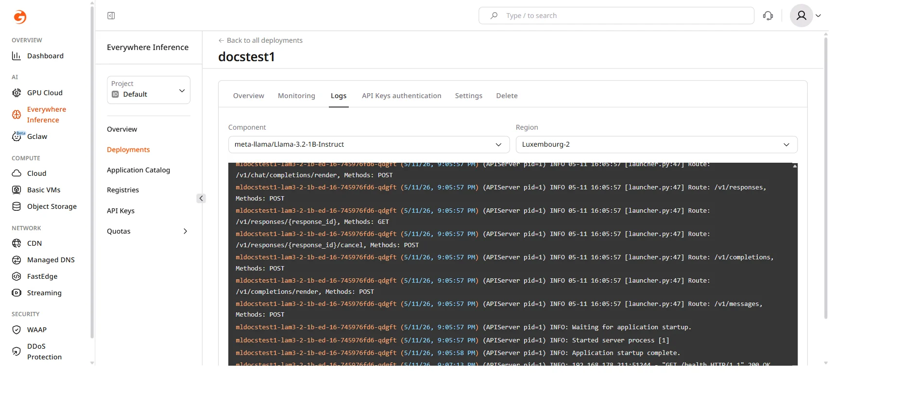 Logs tab overview