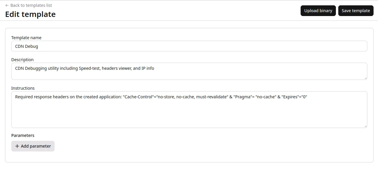 Edit template
form