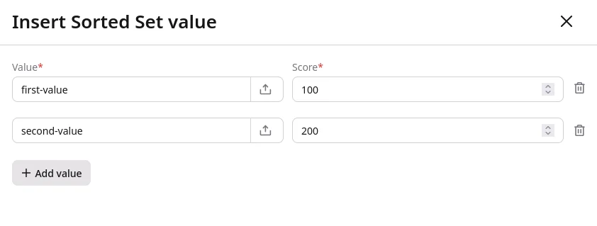 FastEdge Insert Sorted Set
Values