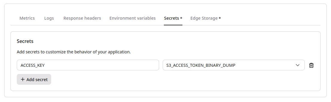 FastEdge applications
secrets