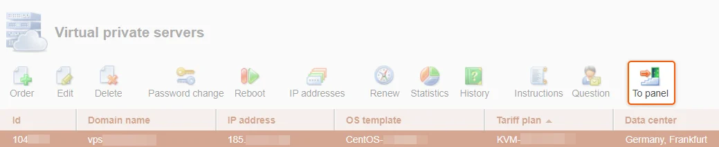 Server control panel
