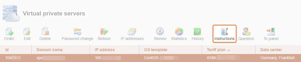 Server control panel