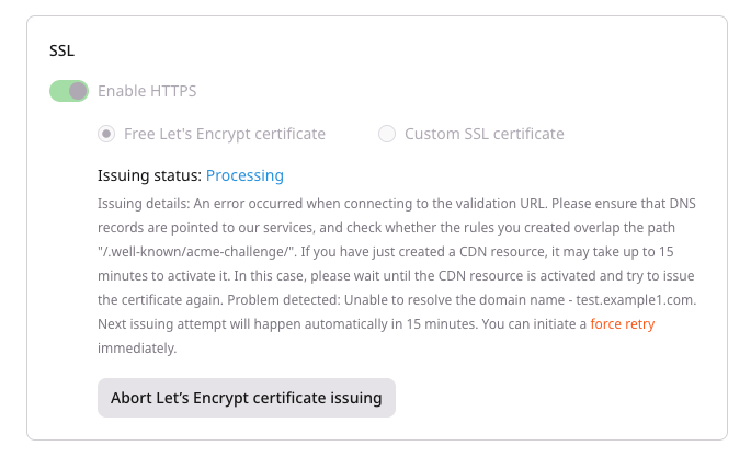 Processing with issue status