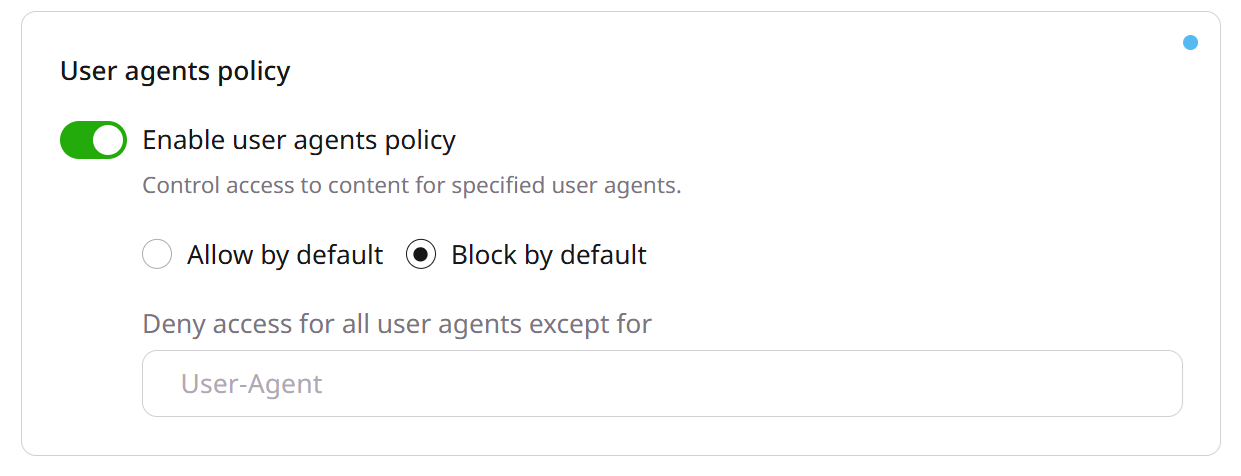 Enable user agents policy