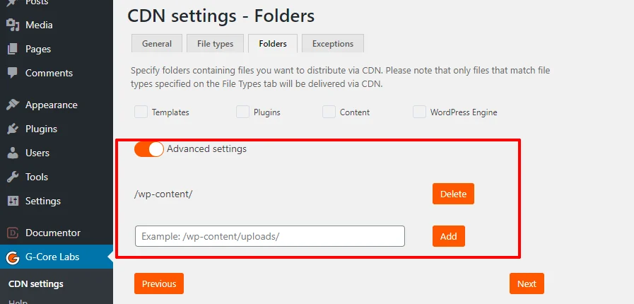 advanced settings