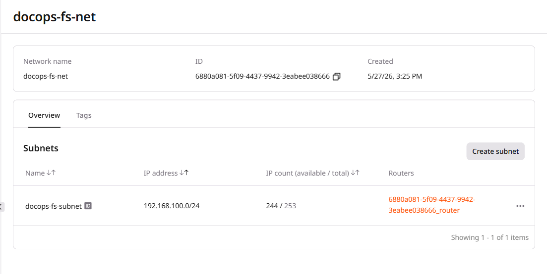 Network details page