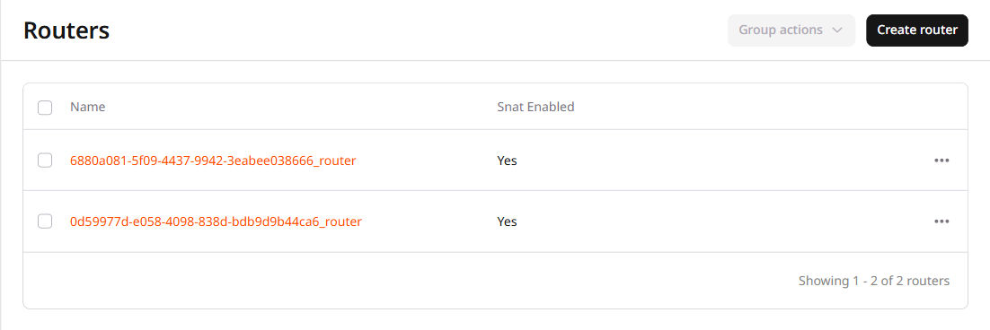 Routers page with example router