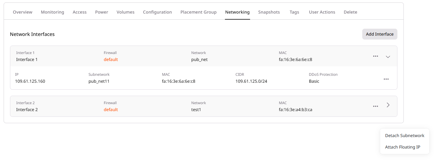 Detach subnetwork
