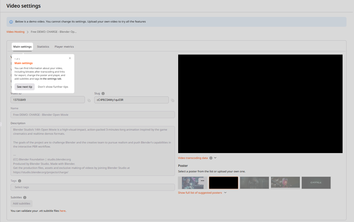 Video Settings page showing Download video section