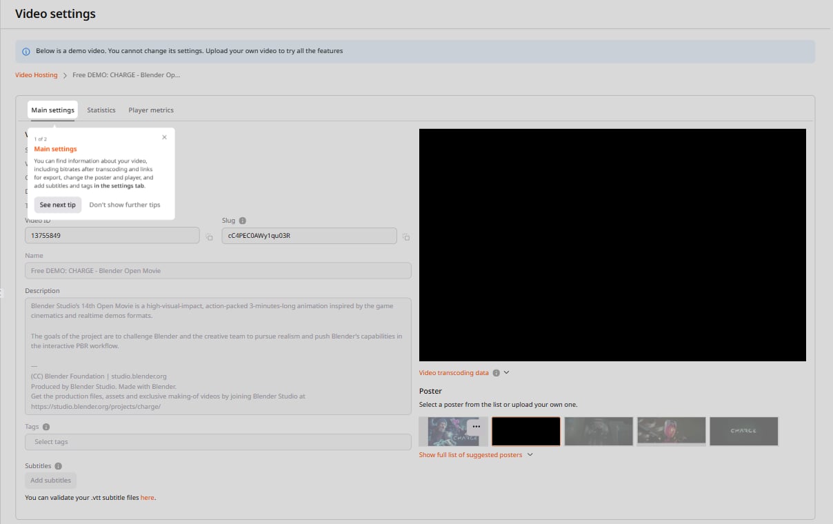 Video Settings page showing Download video section