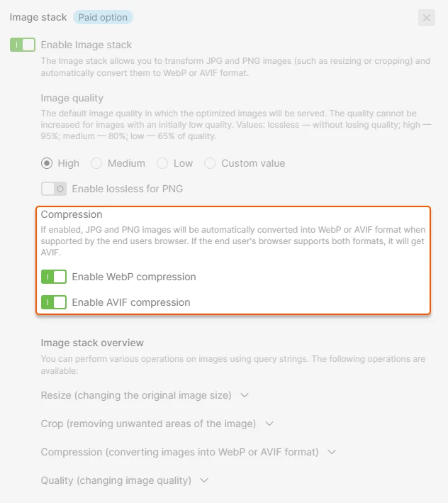 Enable WebP compression