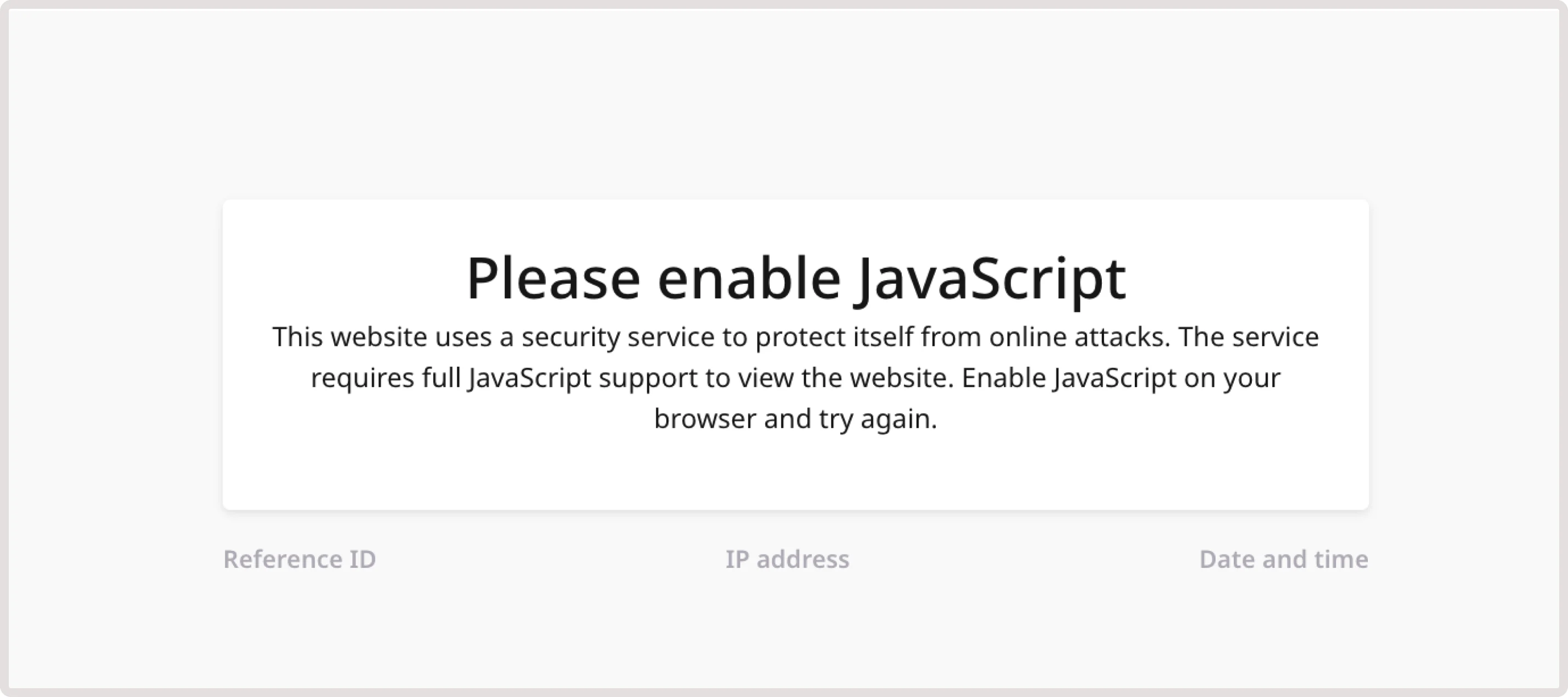 Enable JavaScript response page