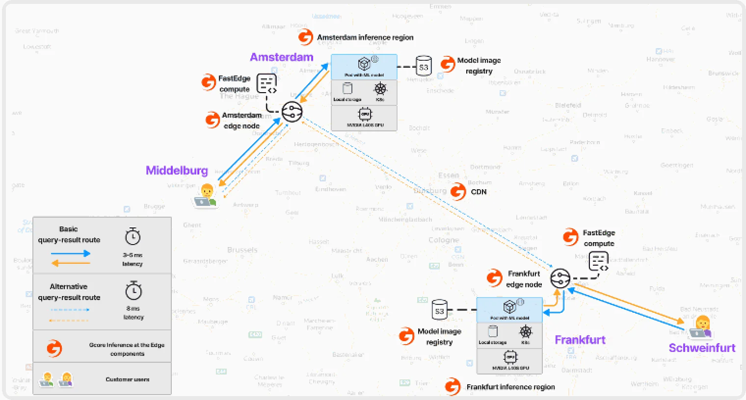 Healthchecks redirects traffic to the next-closest edge node if the closest node is unavailable