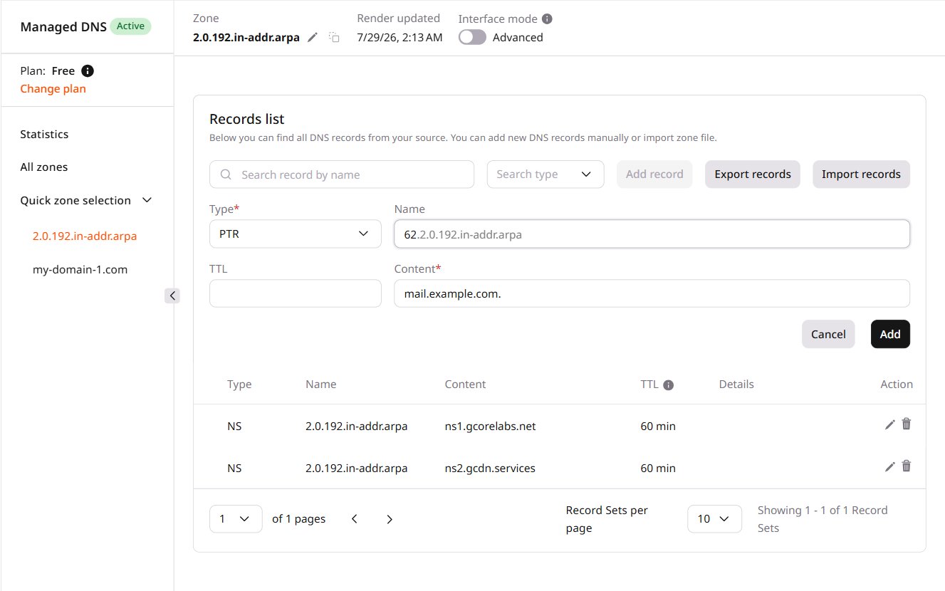 PTR record form inside a reverse DNS zone