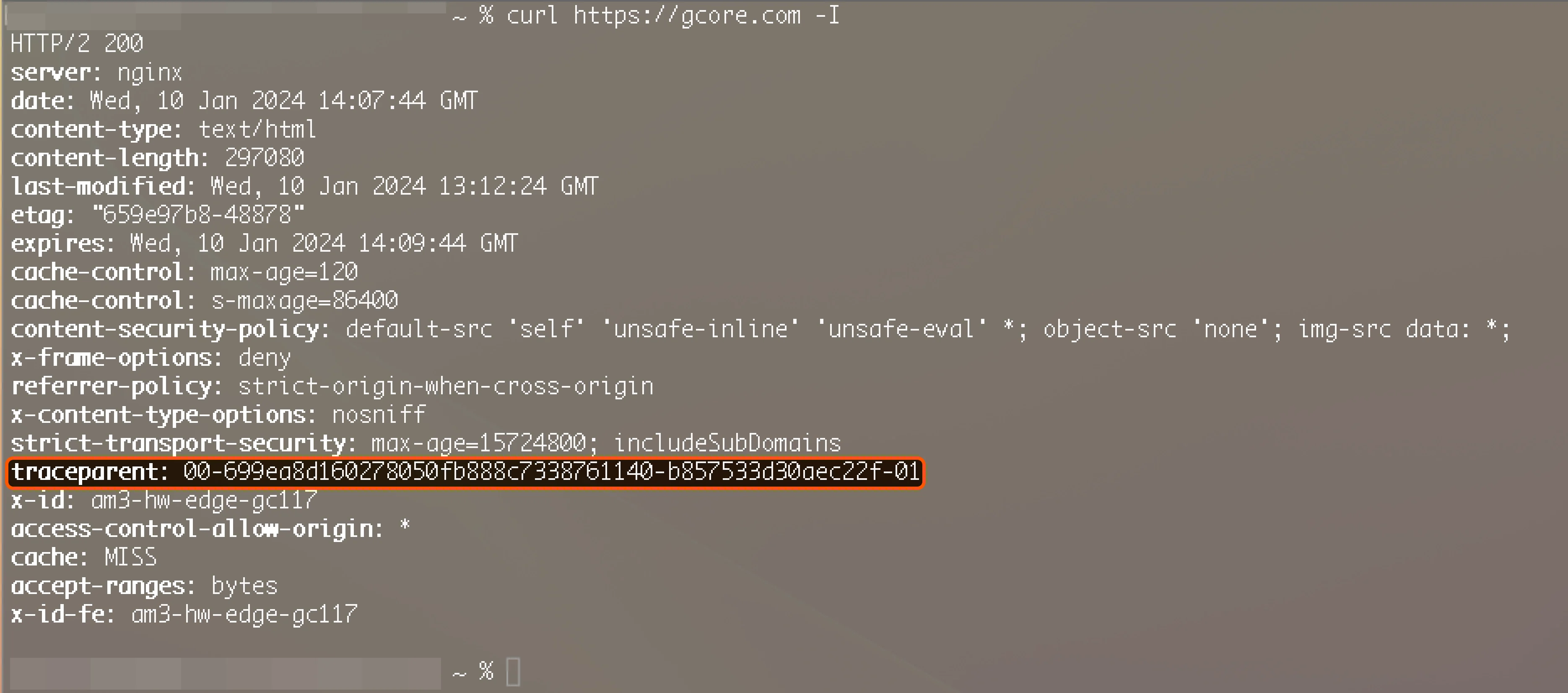 How to view traceparent header in console