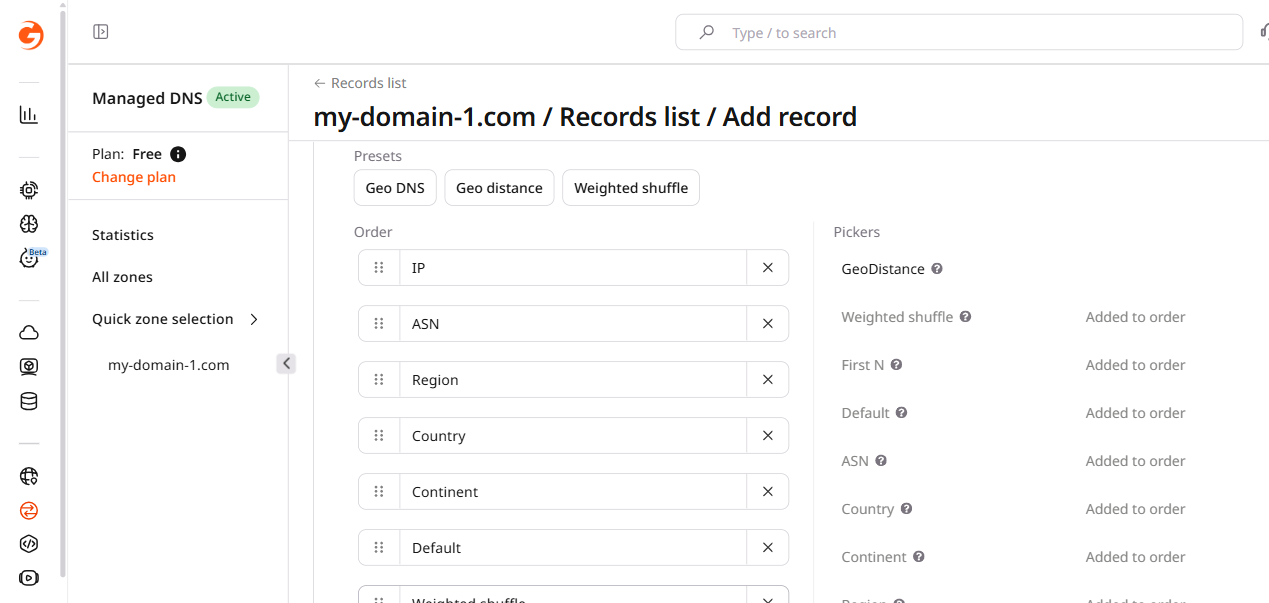 Configure Geo DNS preset