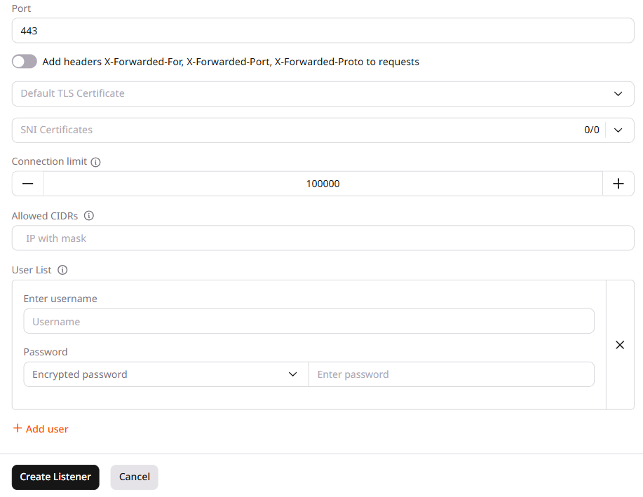 Encrypted password in listener settings