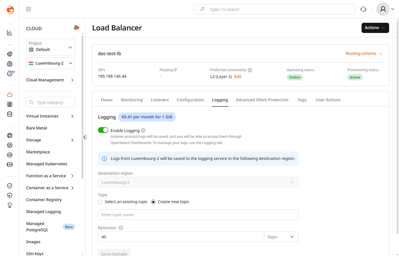 Configure logging settings