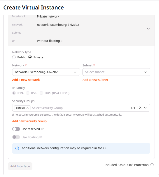 Add a new subnetwork