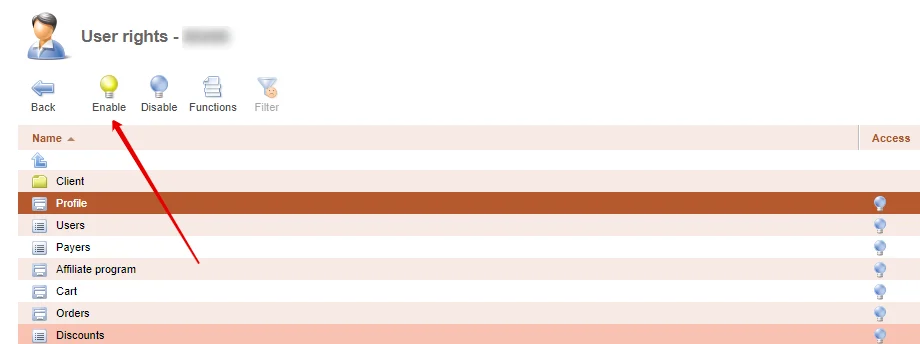 Enable in the top menu