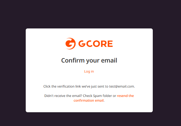 Confirm email page with the resend confirmation email option