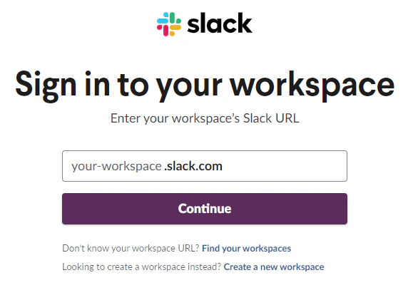 Slack sign in