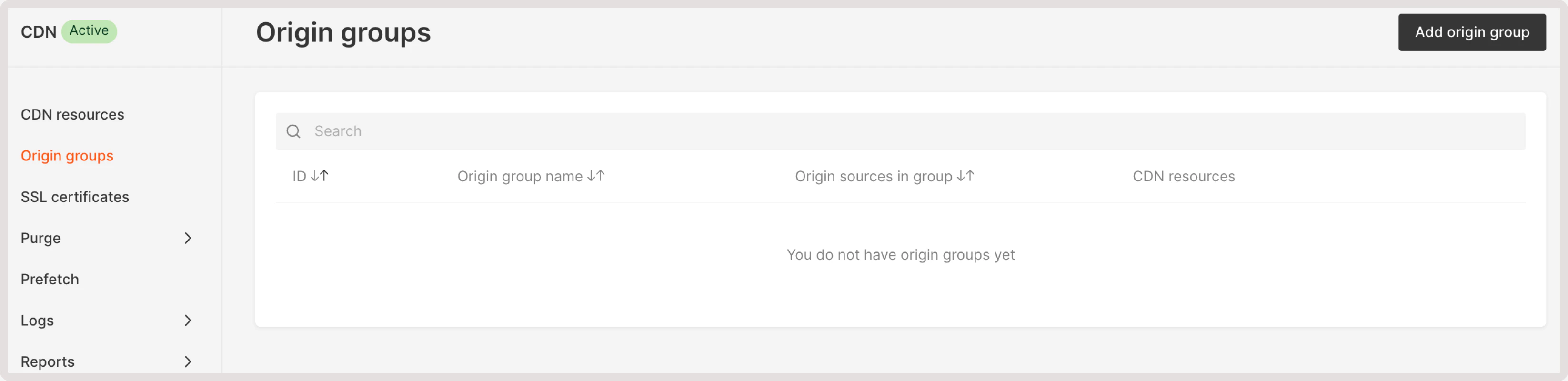 Choose a new origin group in resource settings