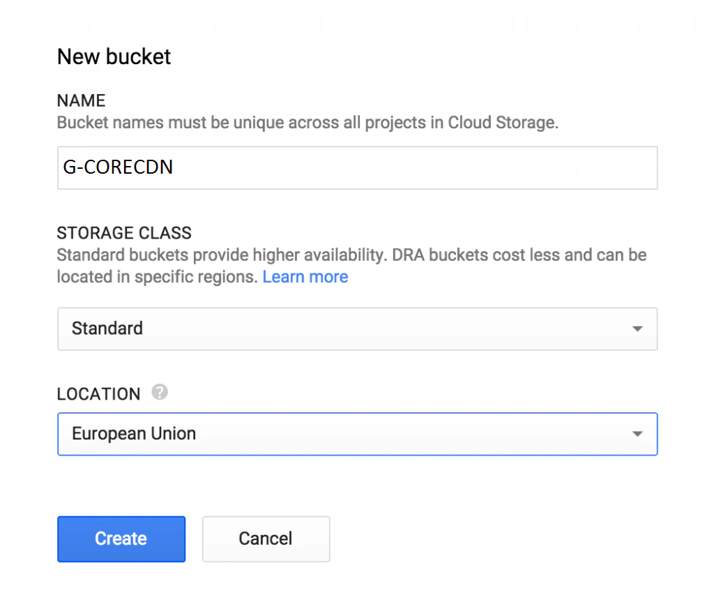 Create a Google Cloud Storage (GCS) bucket.