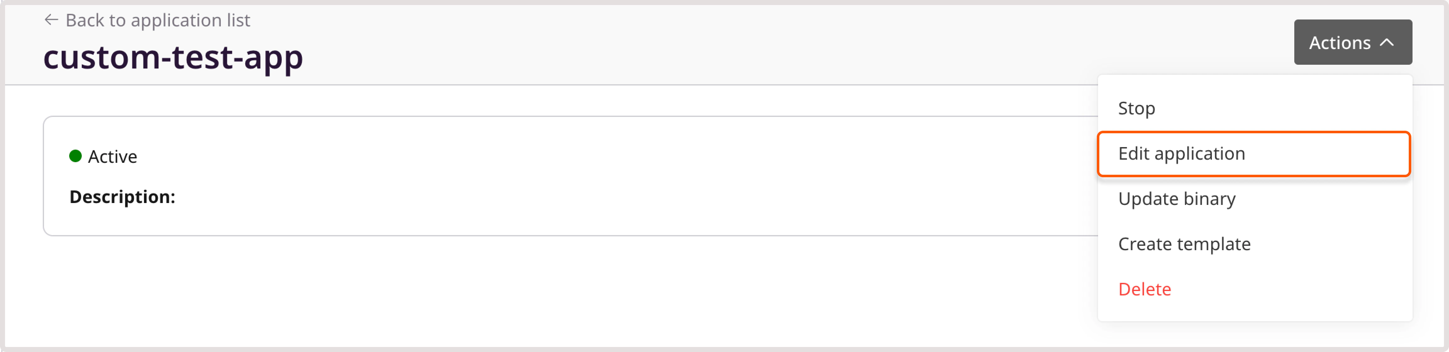 A page with app deployment confirmation