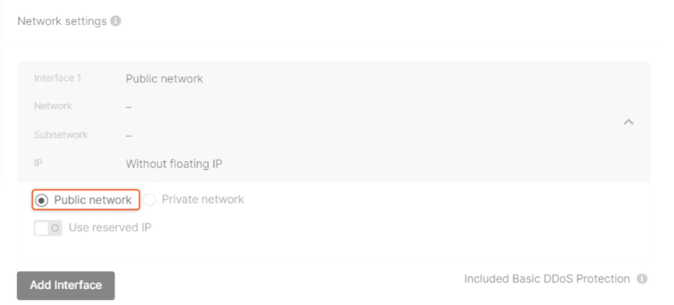 Network settings tab in the machine settings