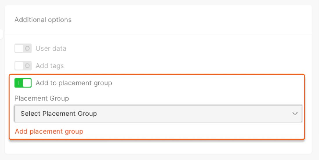 The field to add the VM to a placement group