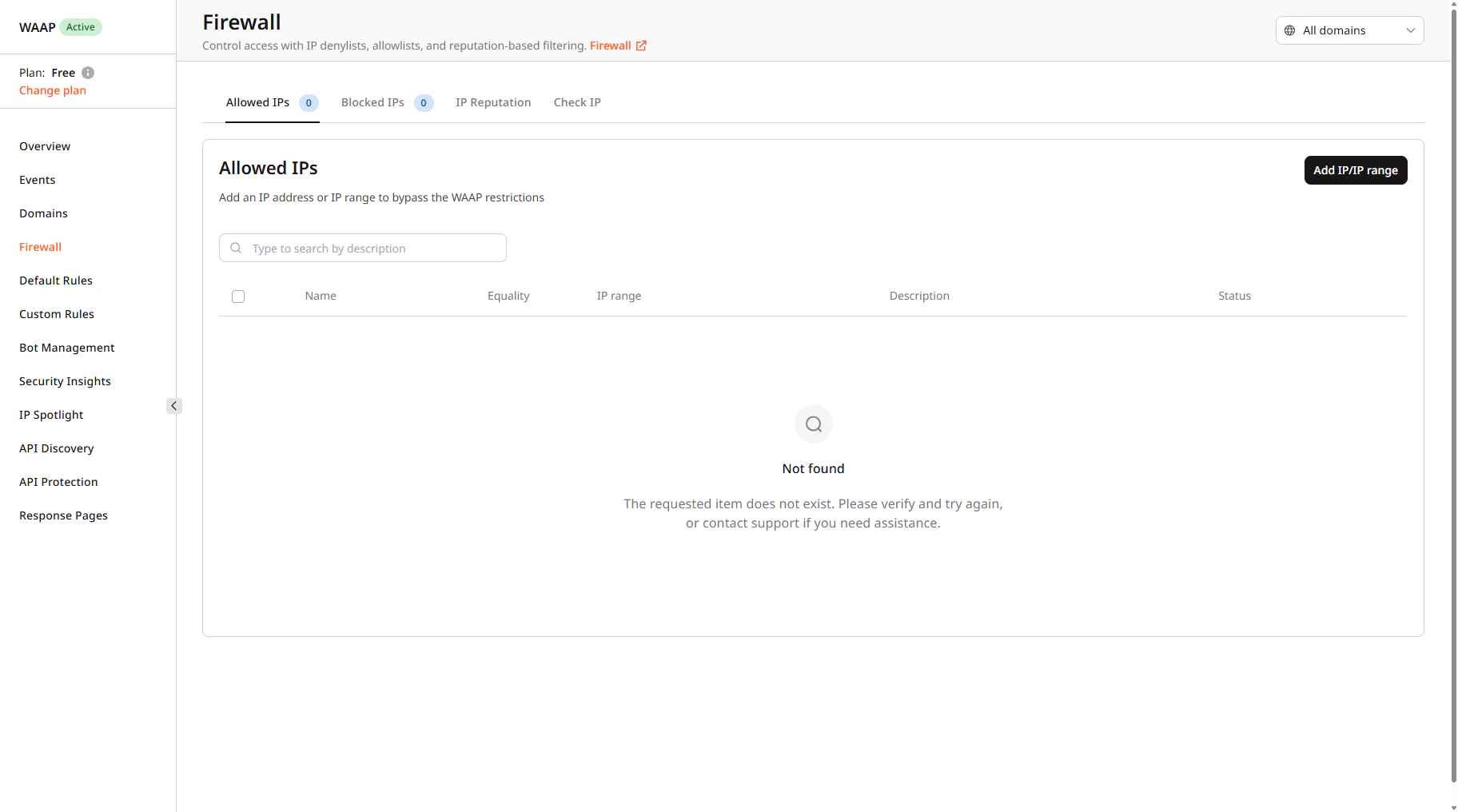Firewall page in the Customer Portal