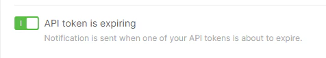 API token expiration notifications