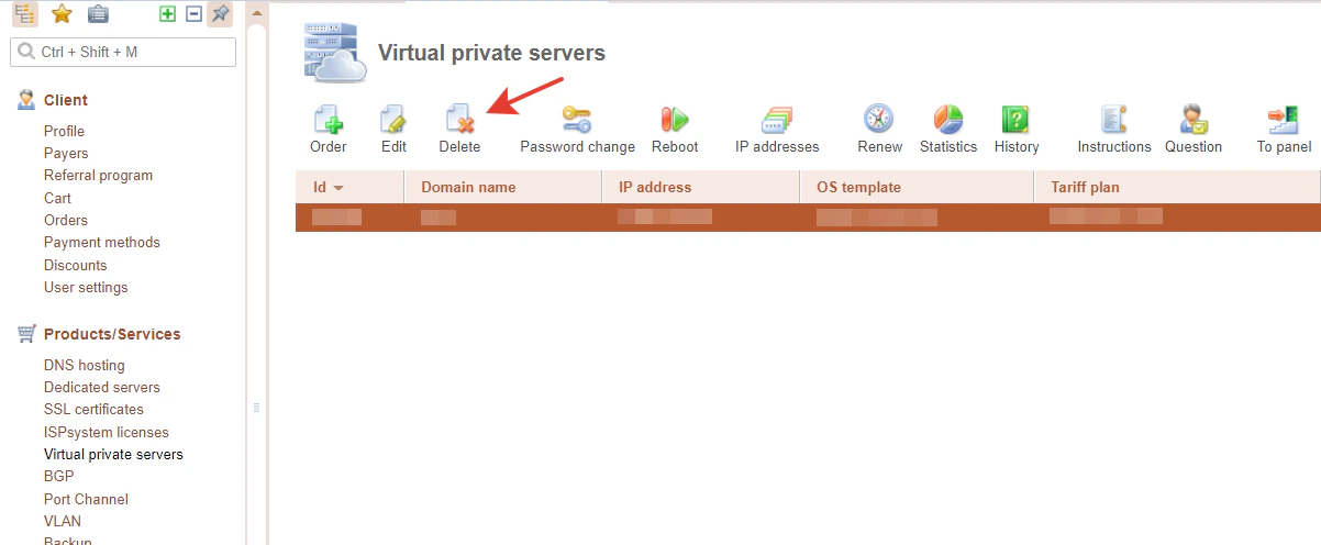 Open the tab with your servers
