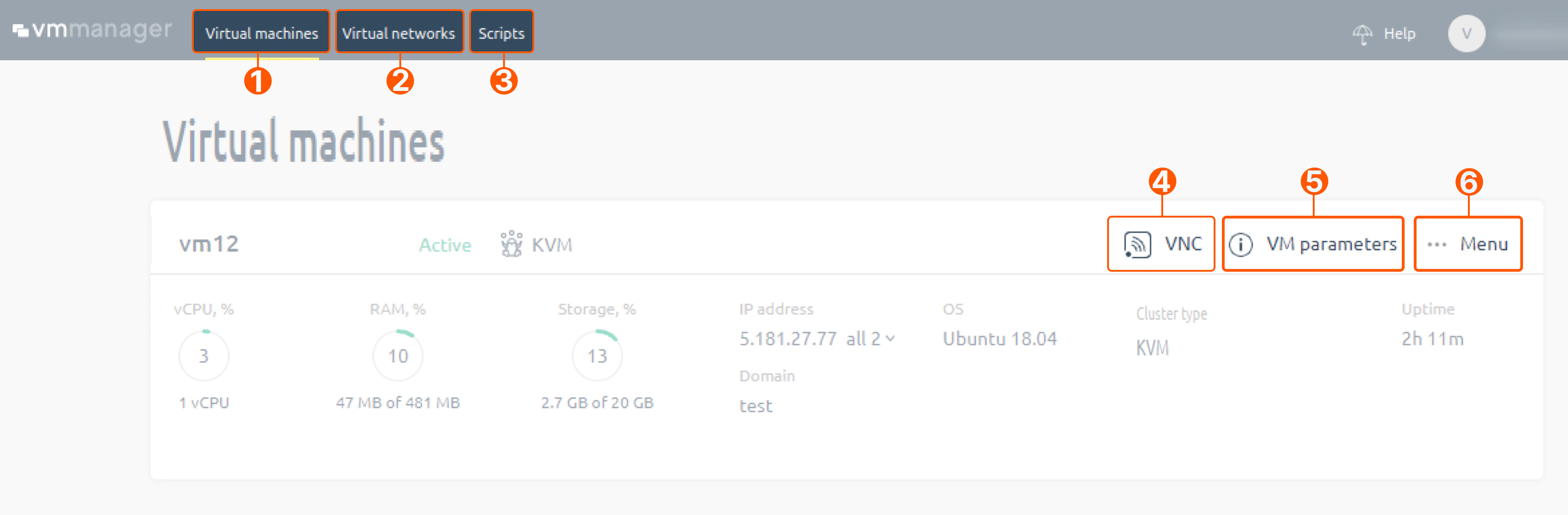 Navigation in the VMmanager 6