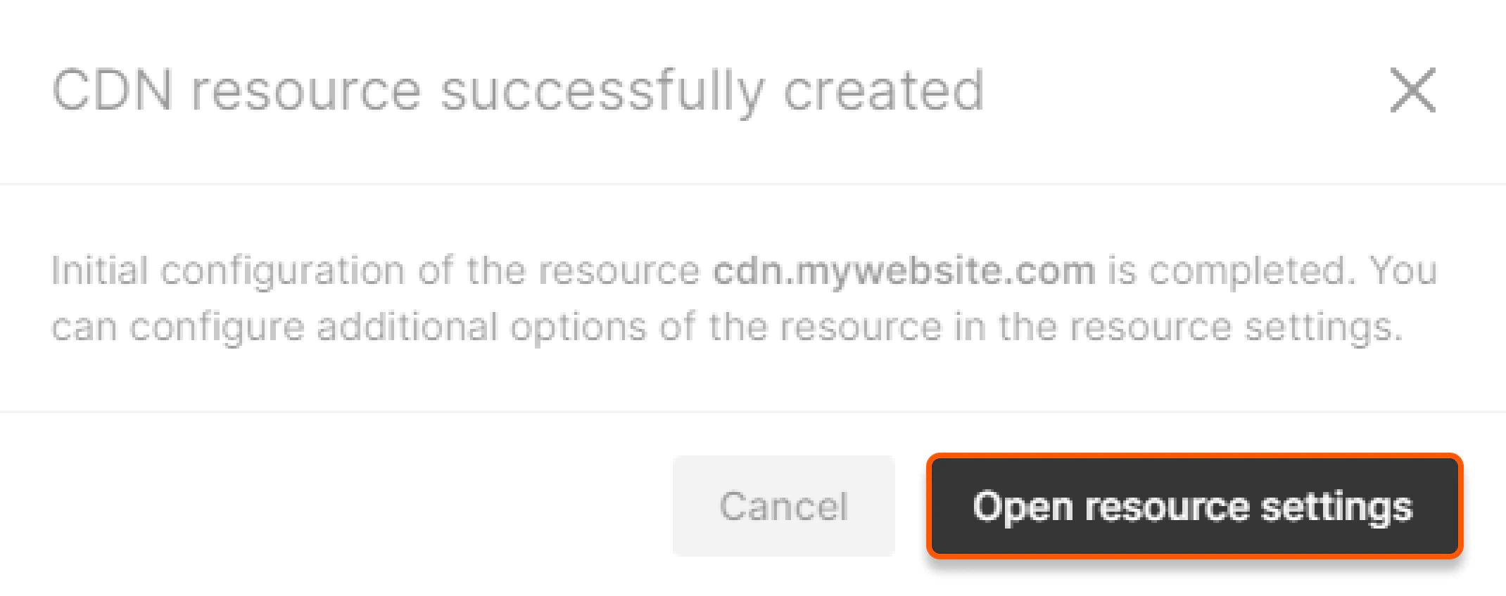 Complete the CDN resource creation