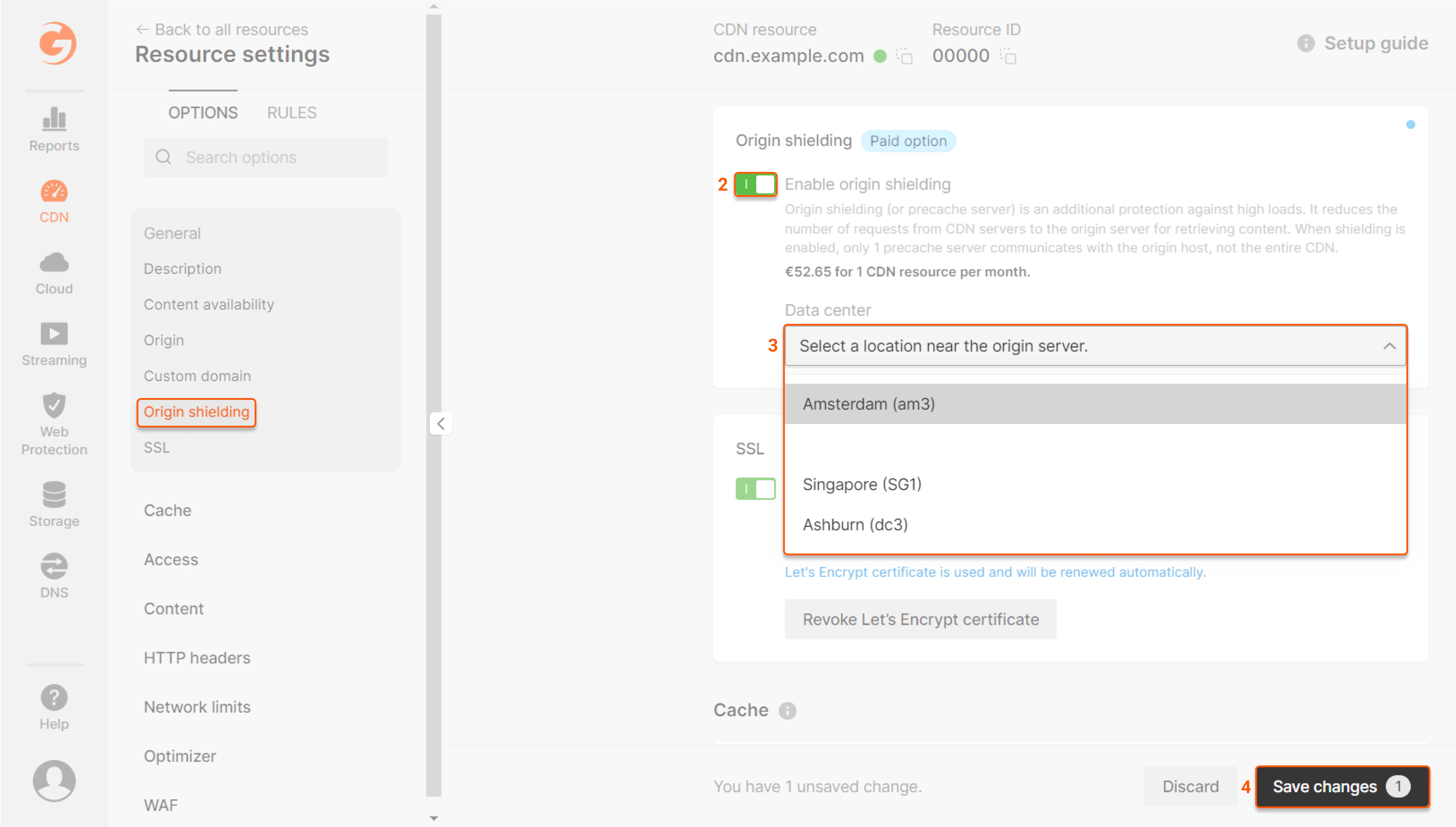 Enable Origin shielding