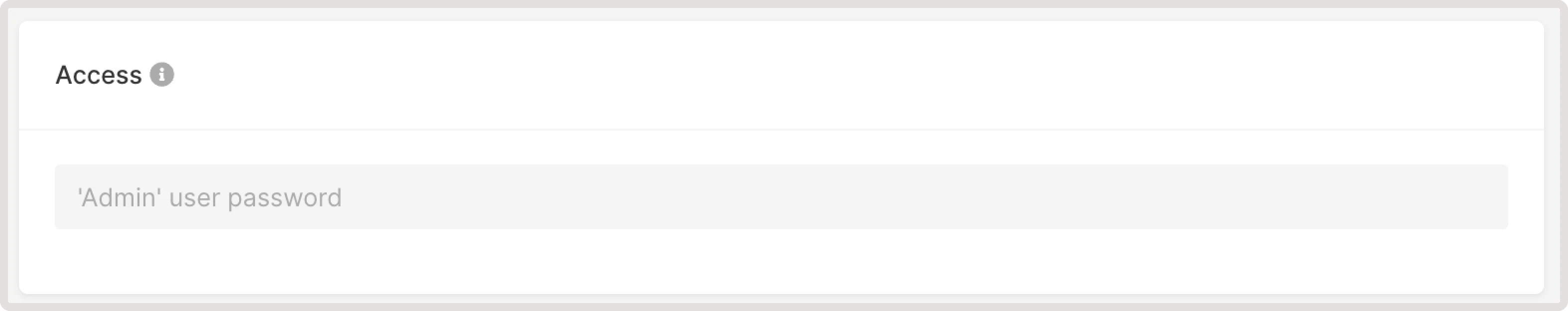A menu with access settings