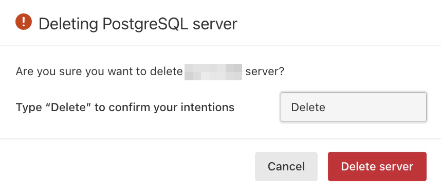 manage postgresql confirm deletion