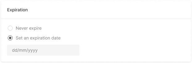Set the expiration period for an API key