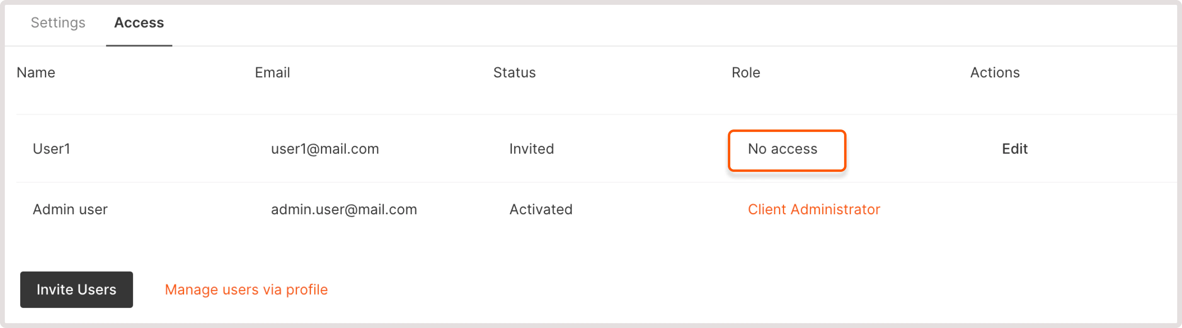 The location of the field showing non-assigned roles