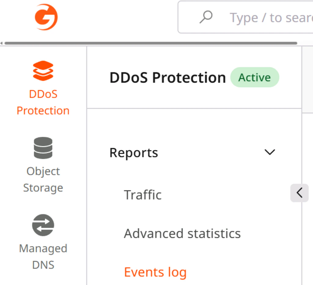 Gcore Customer Portal navigation
