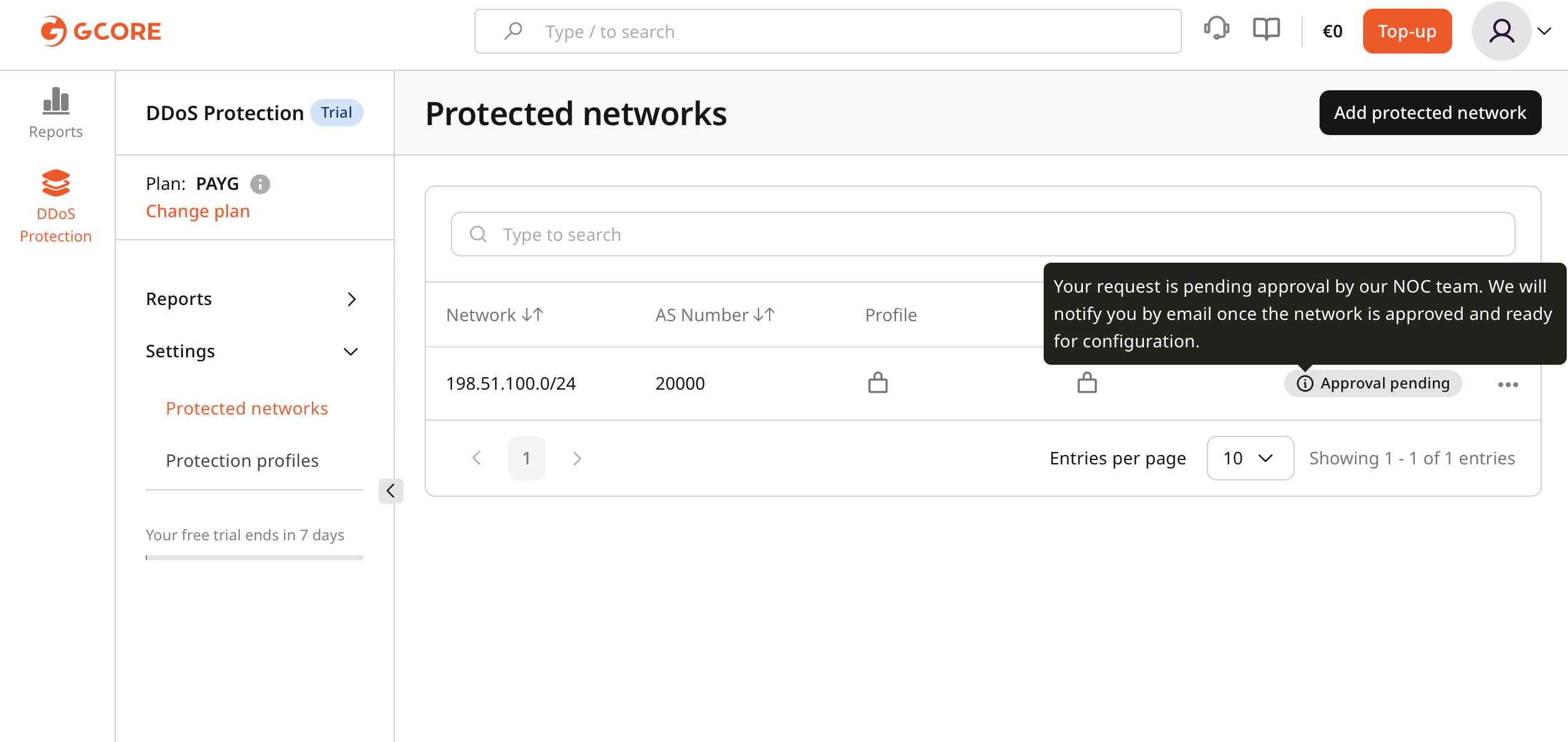 Add protected network