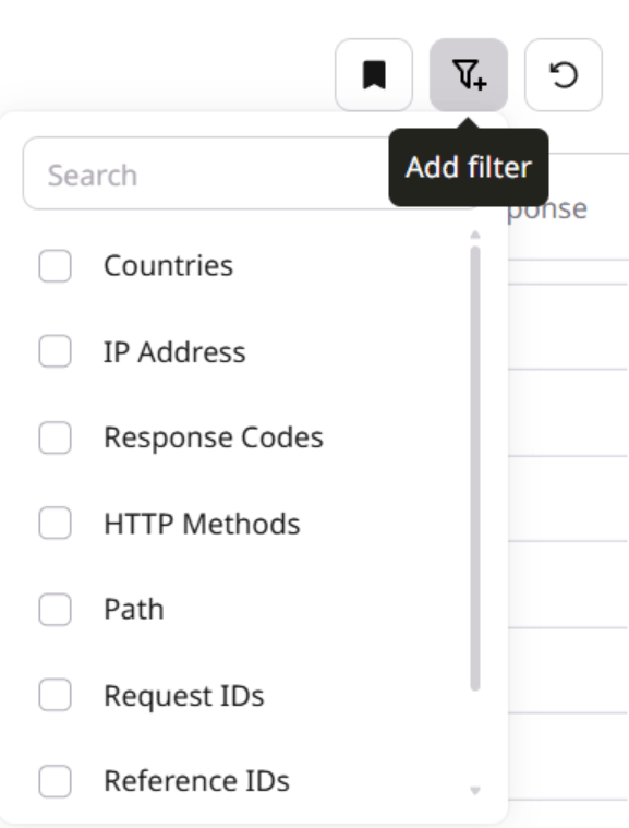 Add filter button in Events