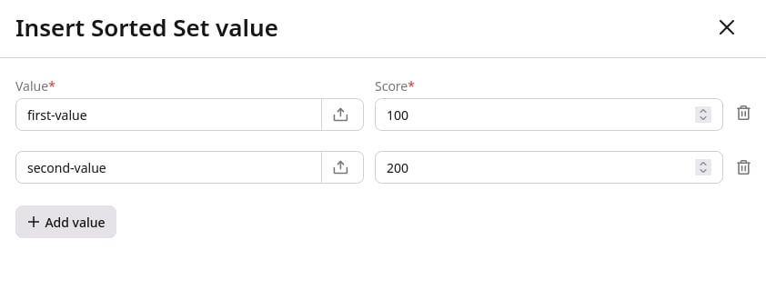 FastEdge Insert Sorted Set
Values
